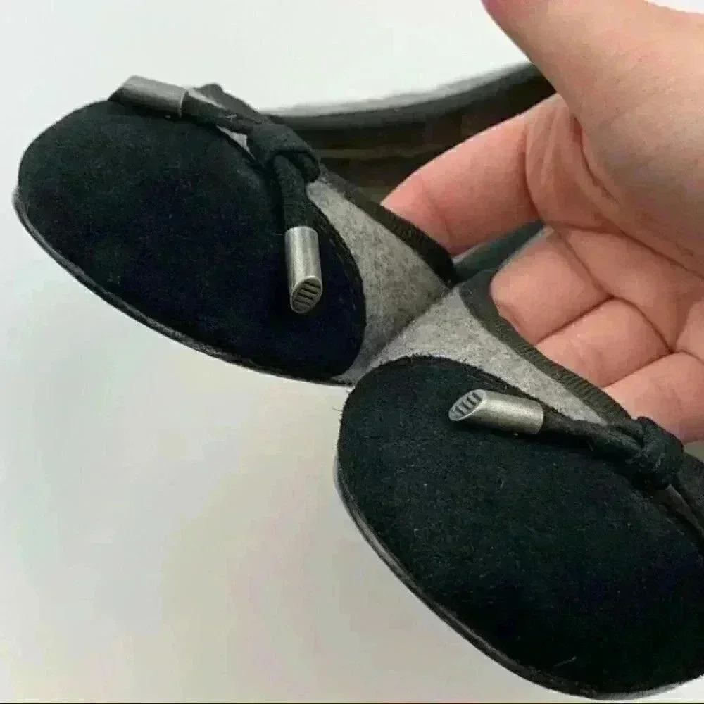 Lands’ End Flats 7.5 38 gray black felt ballet - Picture 8 of 9